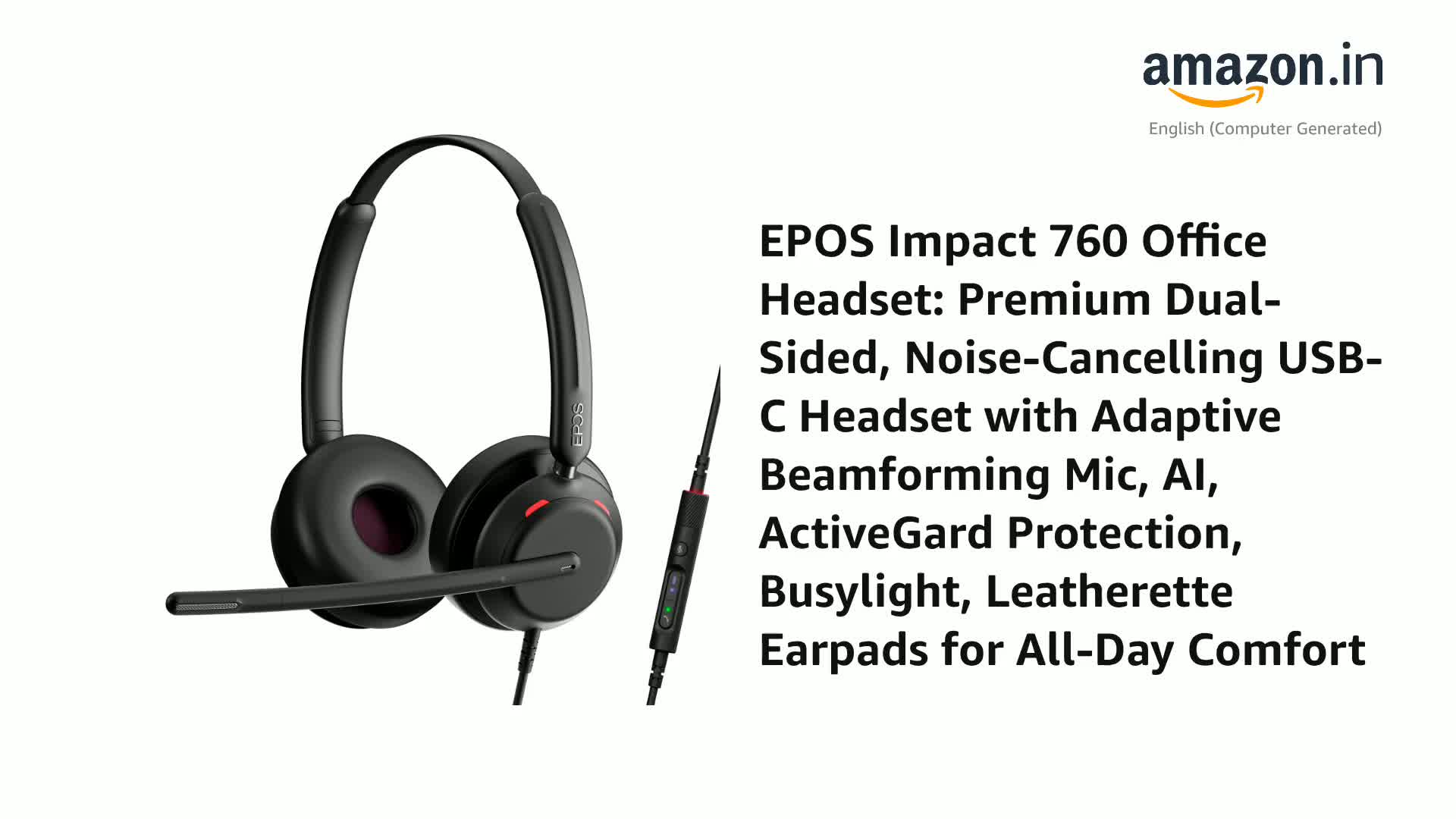 EPOS Impact 760 Office Headset: Premium Dual-Sided, Noise
