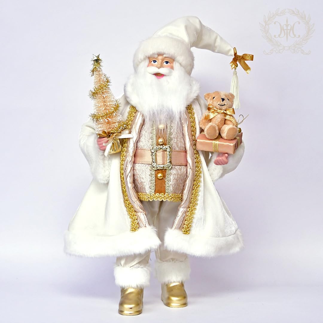 Amazon | サンタクロースフィギュアホワイト/ツリー＆ベアー47cm