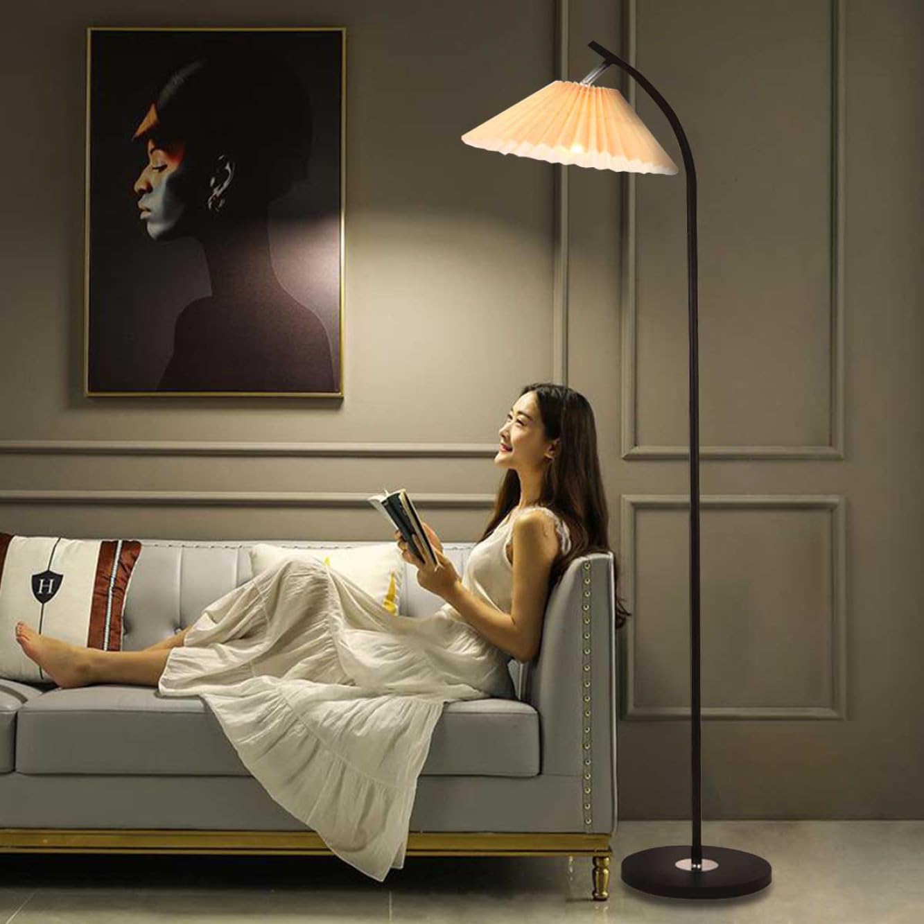 Amazon.co.jp : VeroMan フロアスタンド フロアランプ ブラック 鉄・布