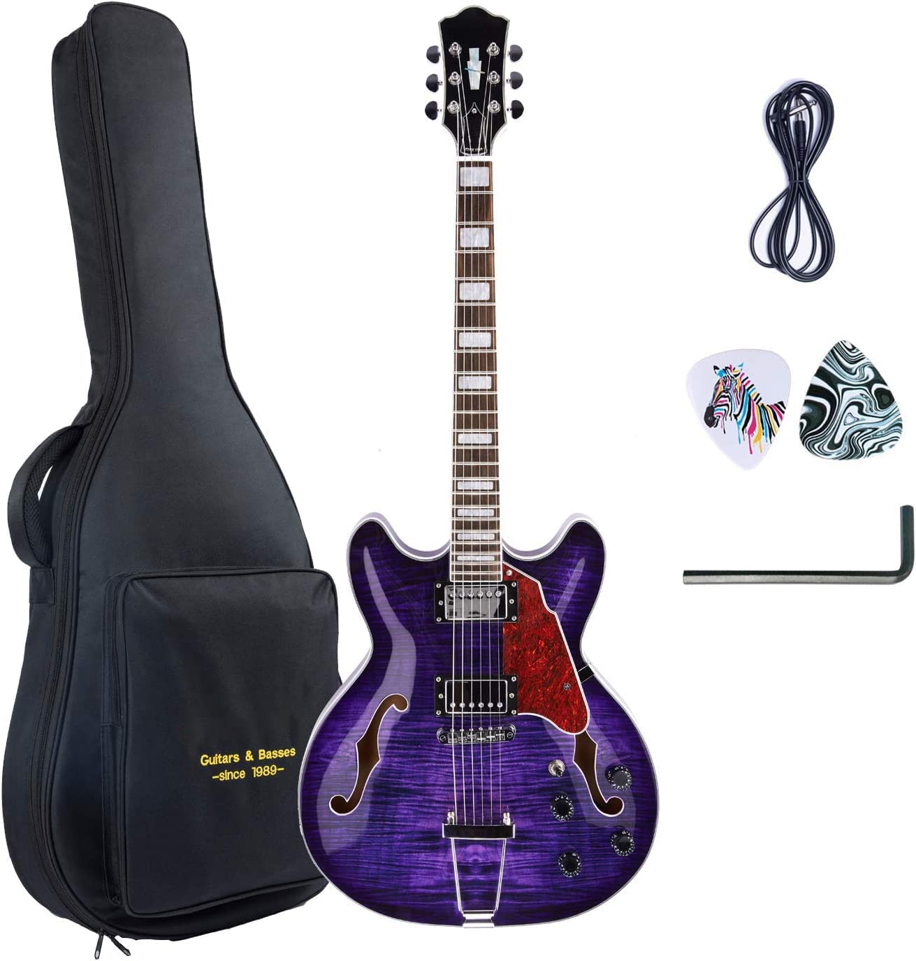 Amazon | 335スタイル・ジャズ・エレキギター、ギグバッグ付、フレイム