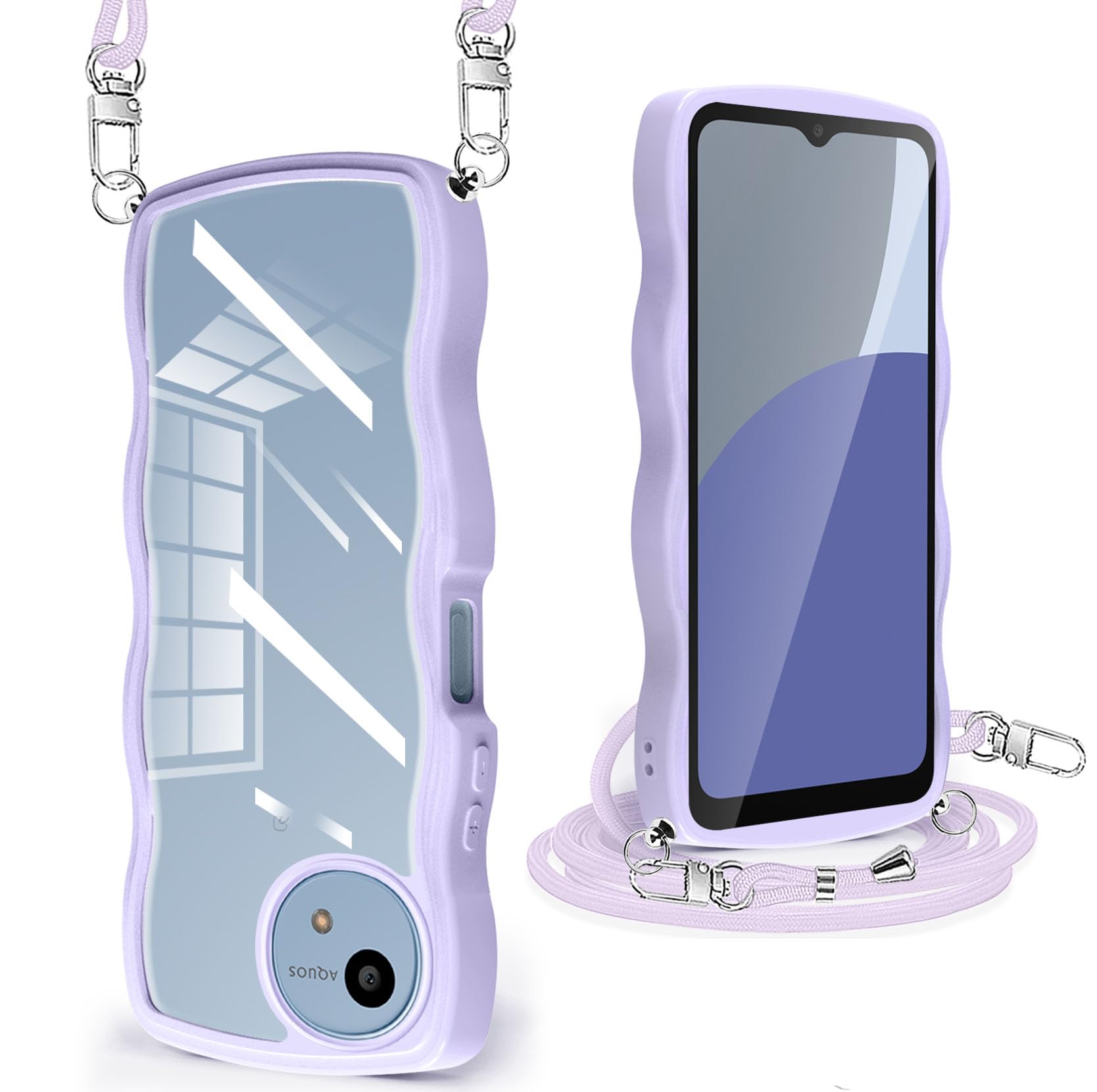 Amazon.co.jp: AQUOS Wish4 ケース クリア ショルダー ストラップ付き