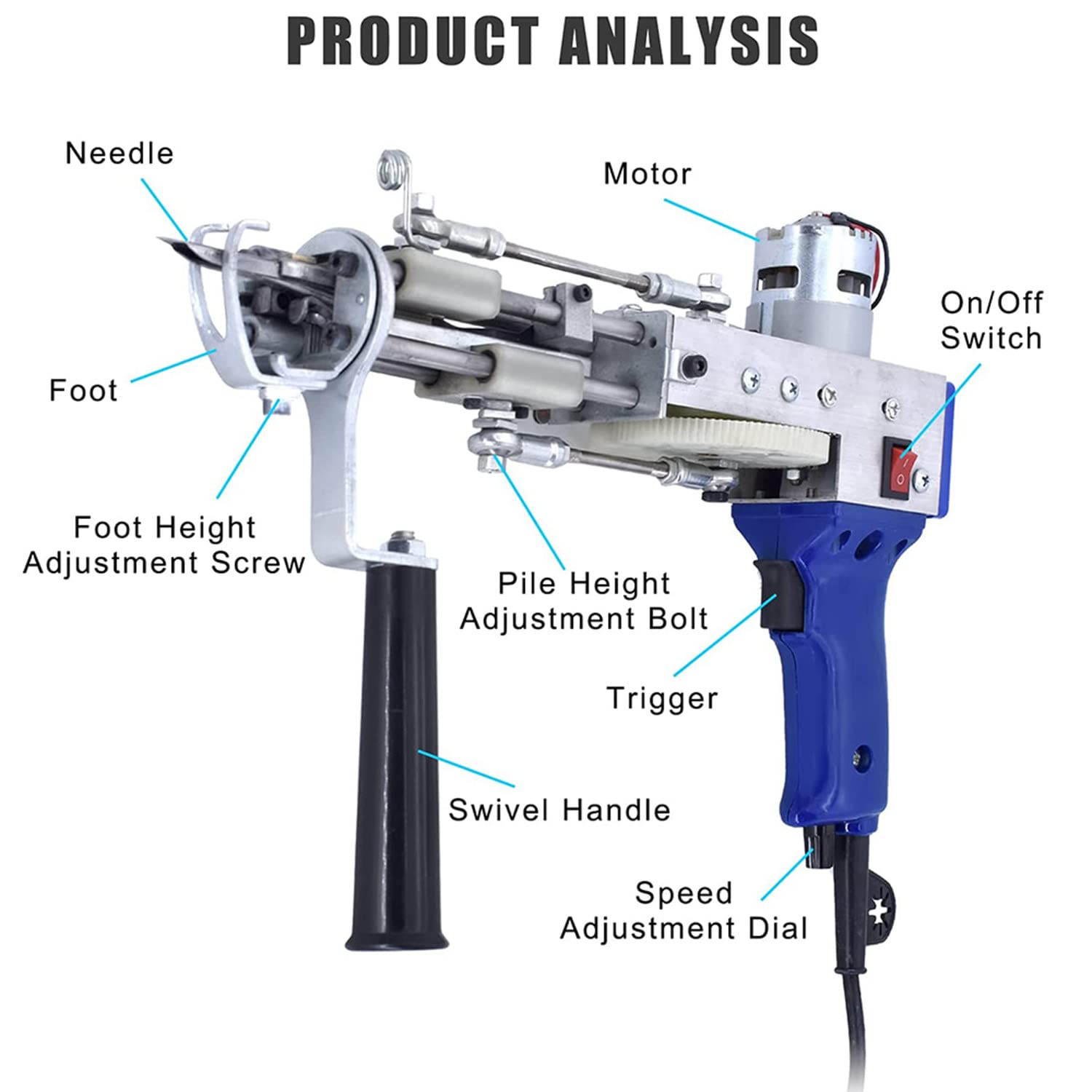 Amazon.co.jp: カーペットタフティングガンキット、2in1ループ&カット