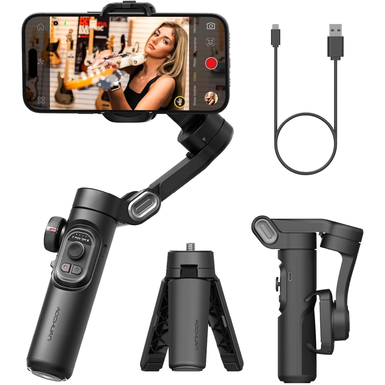 Amazon.co.jp: AOCHUAN SMART XE スマホ ジンバル 三脚付き 折りたたみ