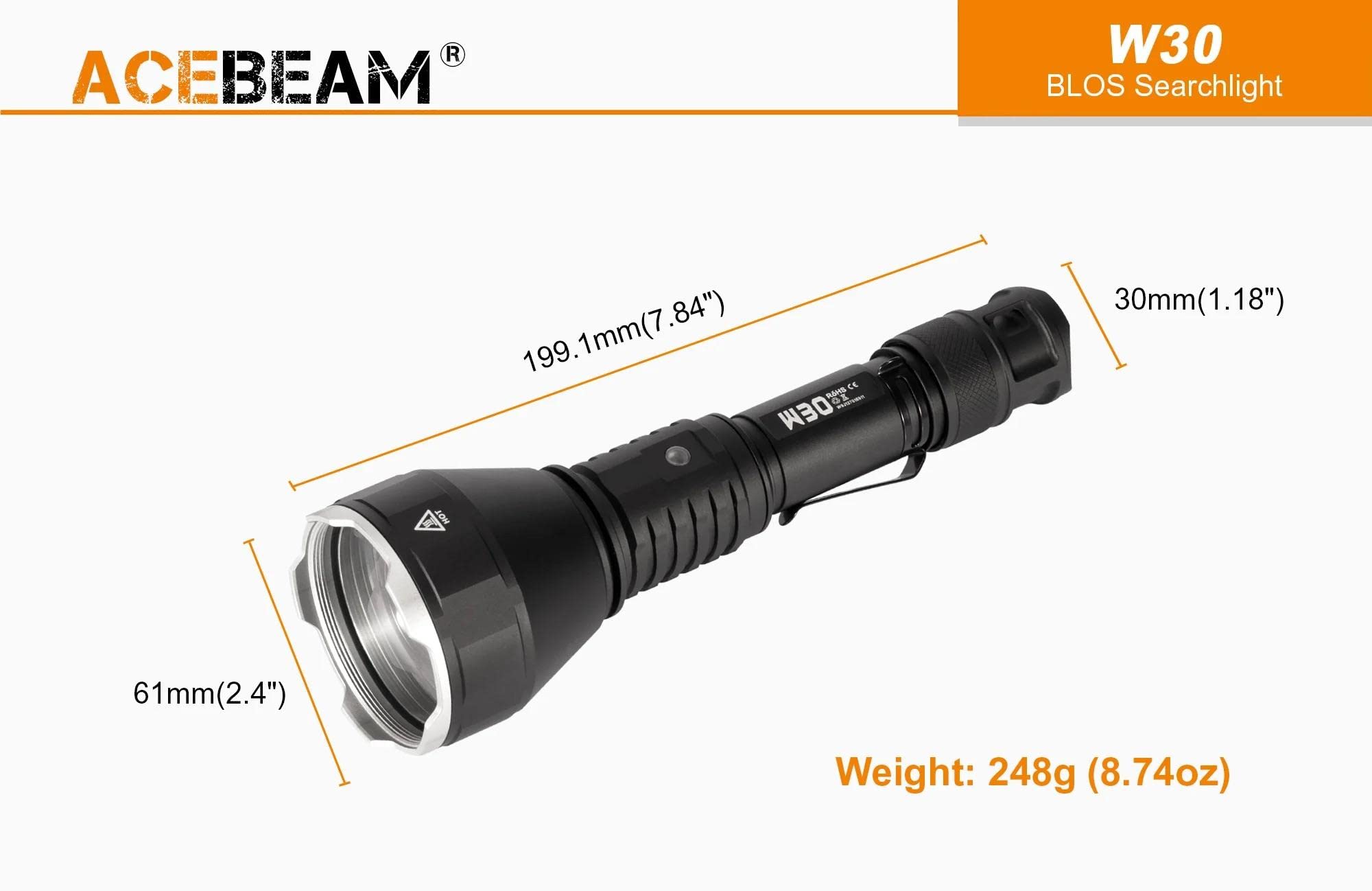 Amazon.co.jp: Acebeam W30 長距離LED懐中電灯 - 500ルーメン 2408m