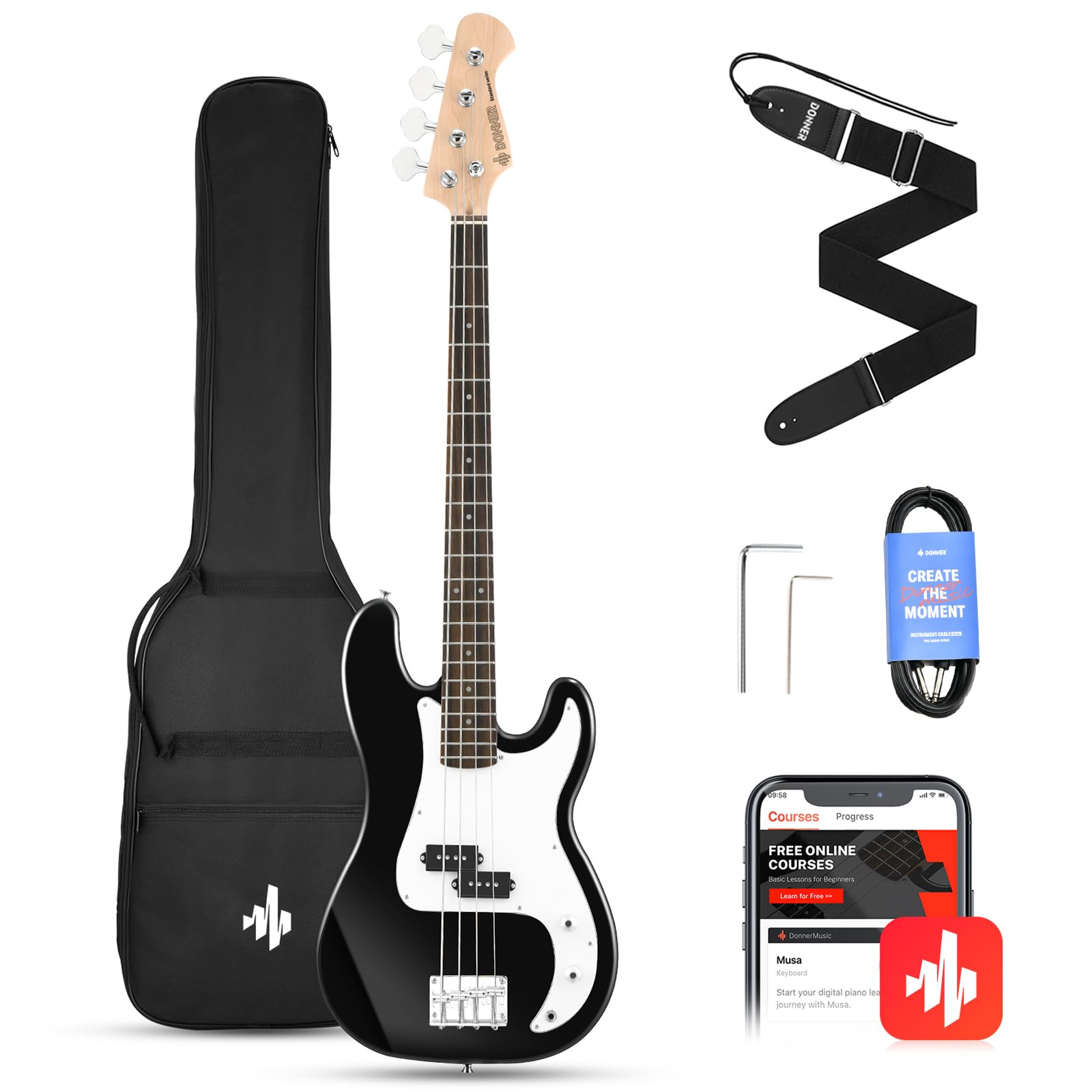 Amazon.com: Donner Electric Bass Guitar 4 Strings Full-Size