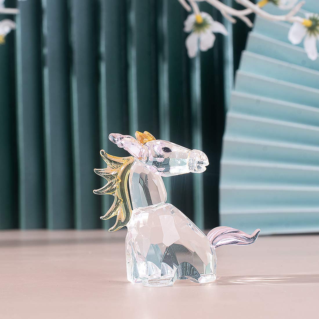 Amazon.co.jp: LONGWIN クリスタル ユニコーン 置物 ガラス ホーム