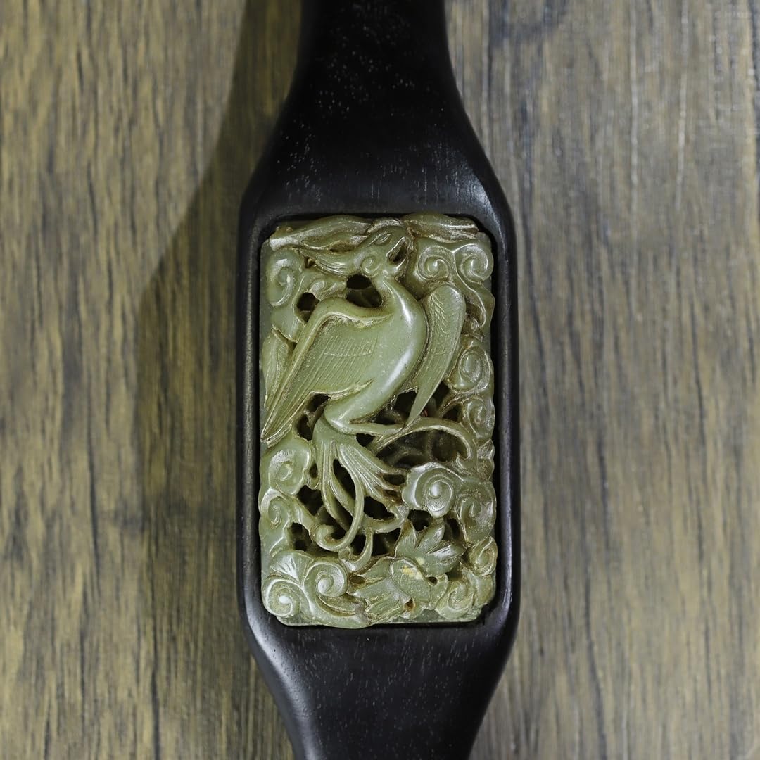 Amazon.co.jp: 珍品旧蔵 中国清代 黒檀玉如意 如意：吉祥を象徴する