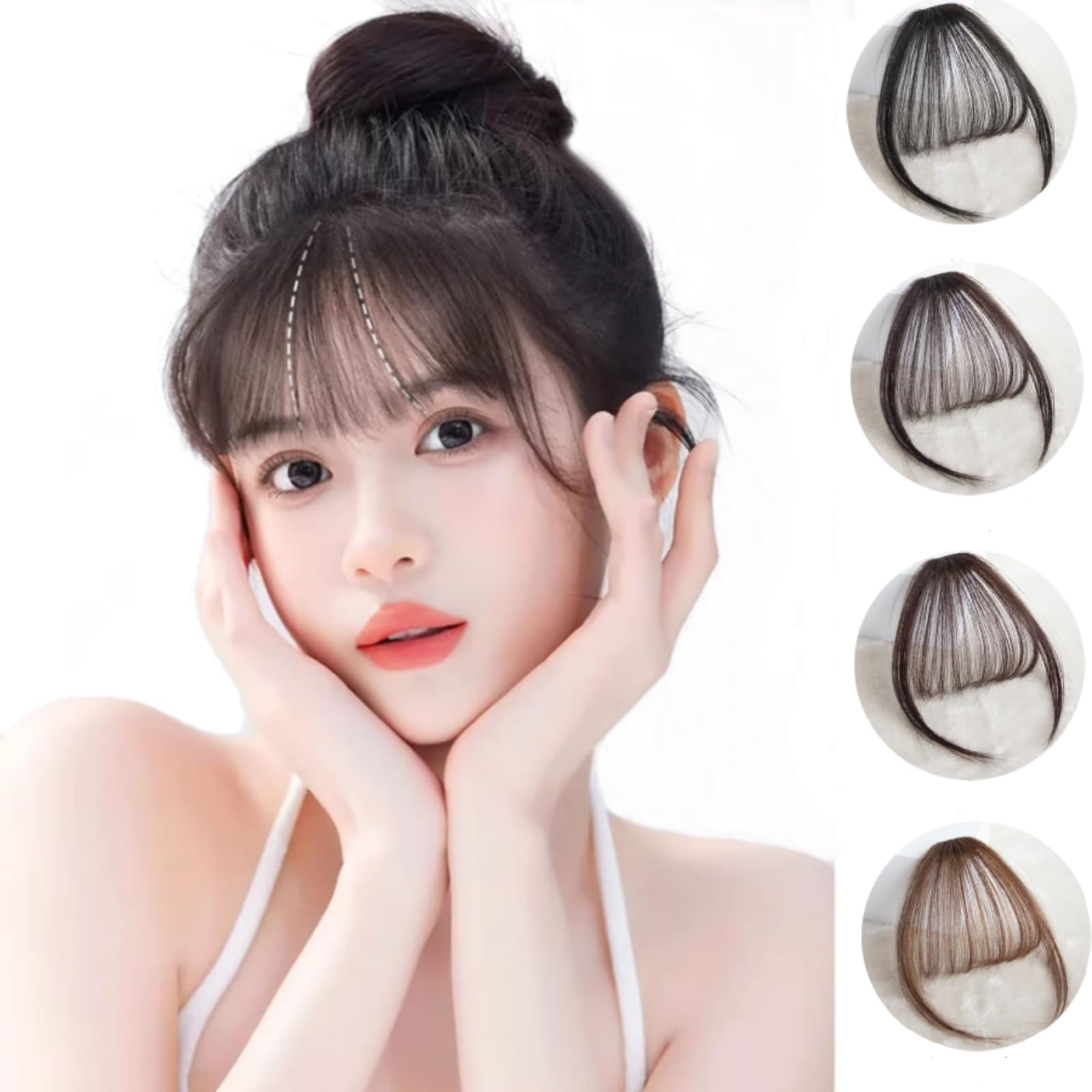 Amazon.co.jp: 前髪ウィッグ 部分 前髪 超薄型 前髪 もみあげ付き