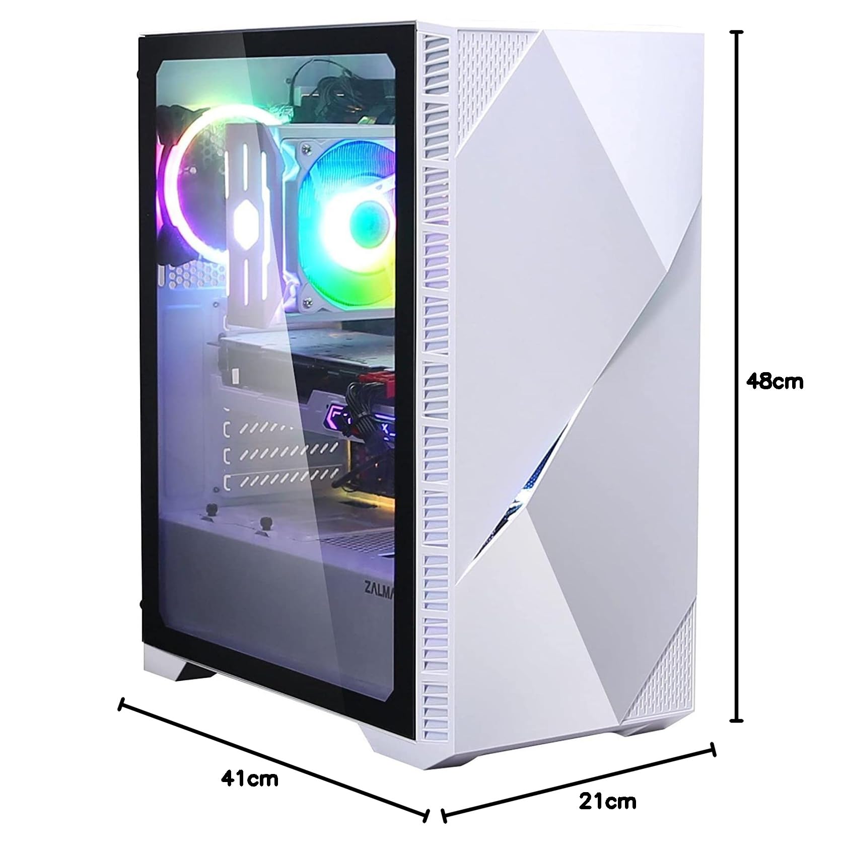 Amazon | ZALMAN Z3 Iceberg White ミドルタワーPCケース 多角形