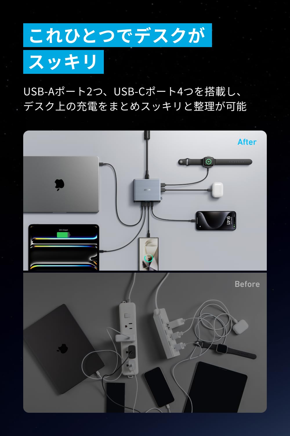 Amazon.co.jp: Anker Prime Charger, 250 W, 6 Ports, GaN, USB-A