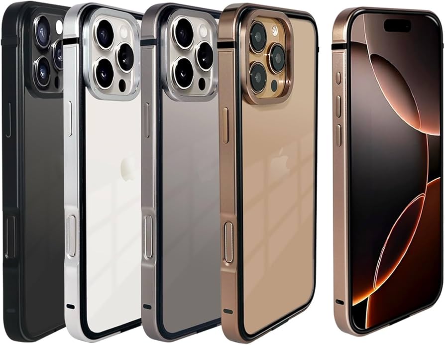 Amazon.co.jp: iPhone 16 Pro 向け ケース アルミバンパー 透明背面