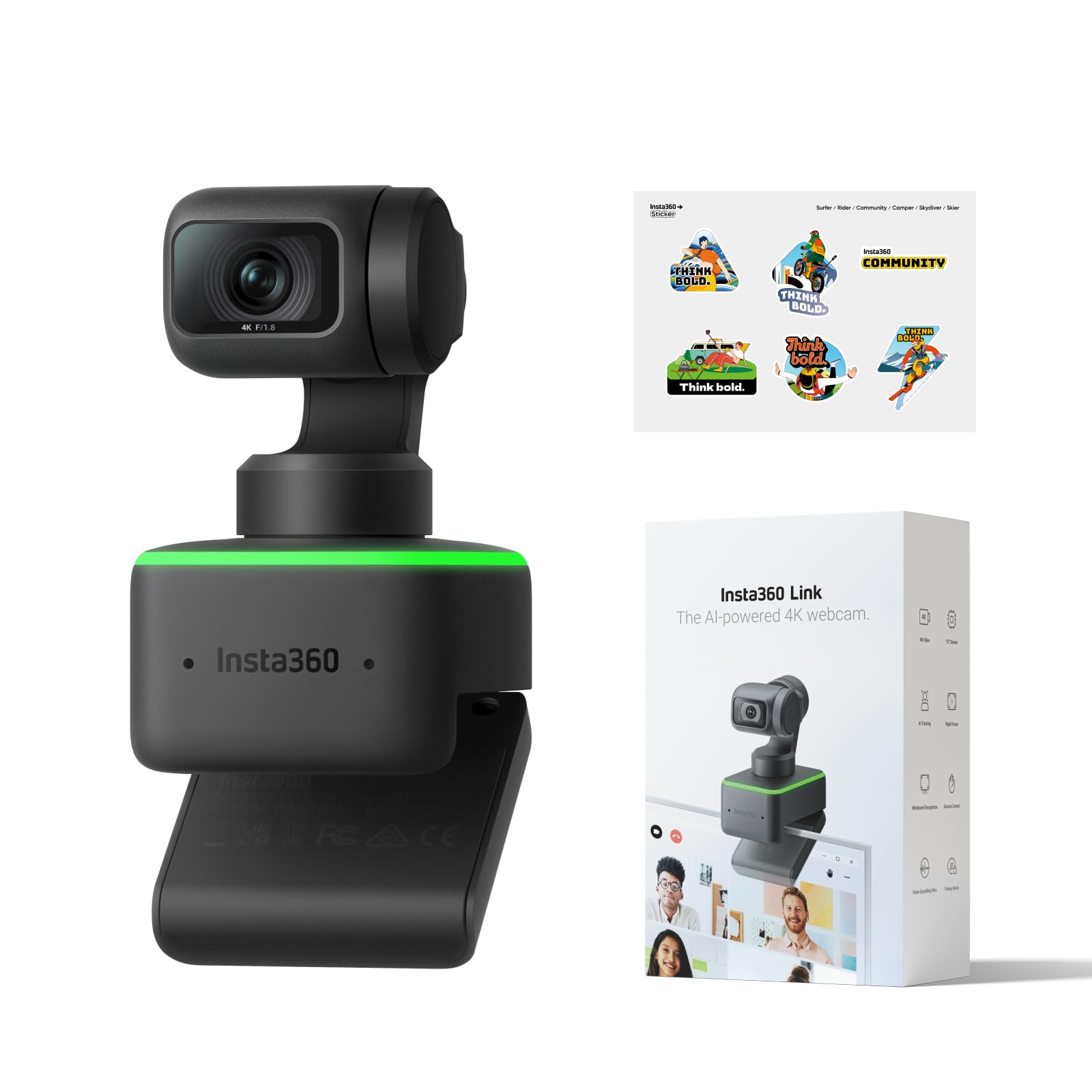 Amazon.co.jp: Insta360 Link Webカメラ 公式ステッカー集付き 4K PTZ