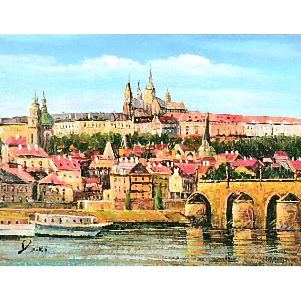 油絵 フランスの街並み ヴィンテージ 油絵 フランスの街並み