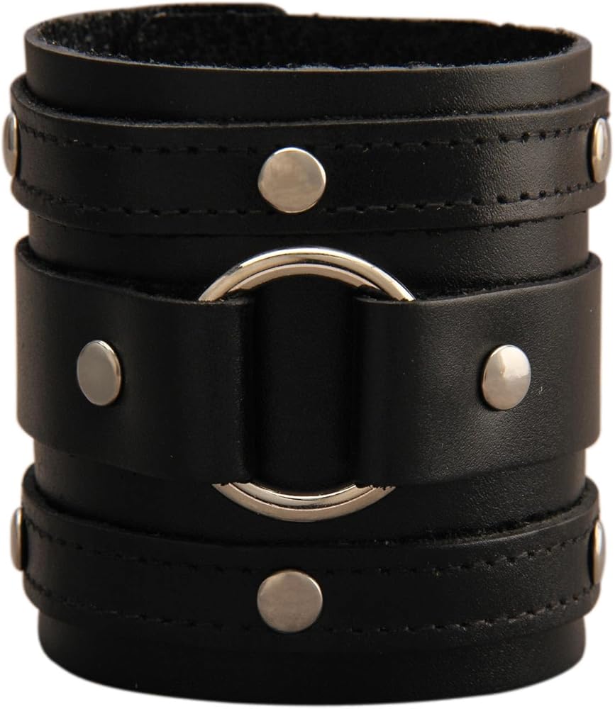 Amazon.com: Jeilwiy Wide Leather Cuff Bracelet, Triple Strap