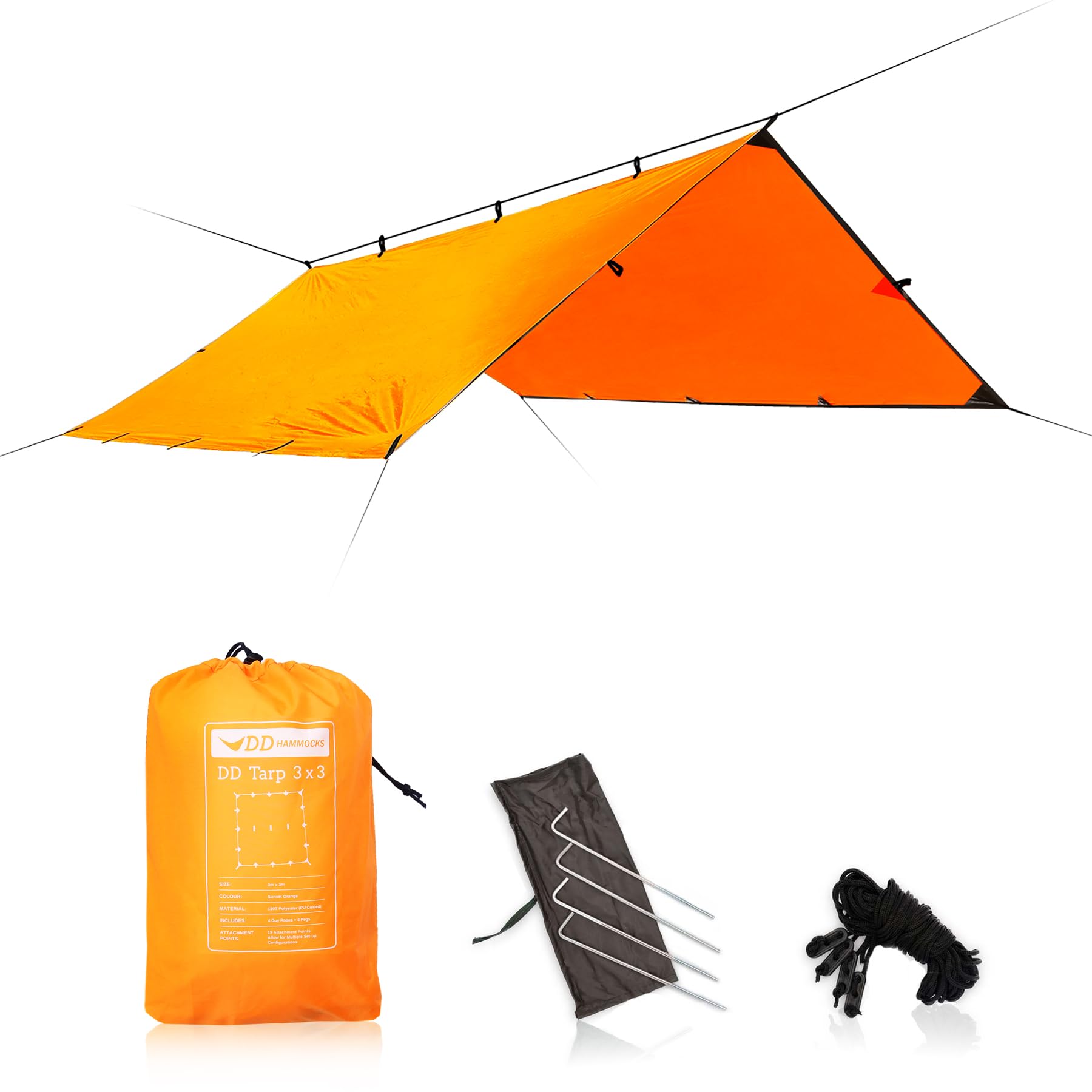 Amazon | DD Hammocks DD タープ 3×3 (サンセットオレンジ）日本正規