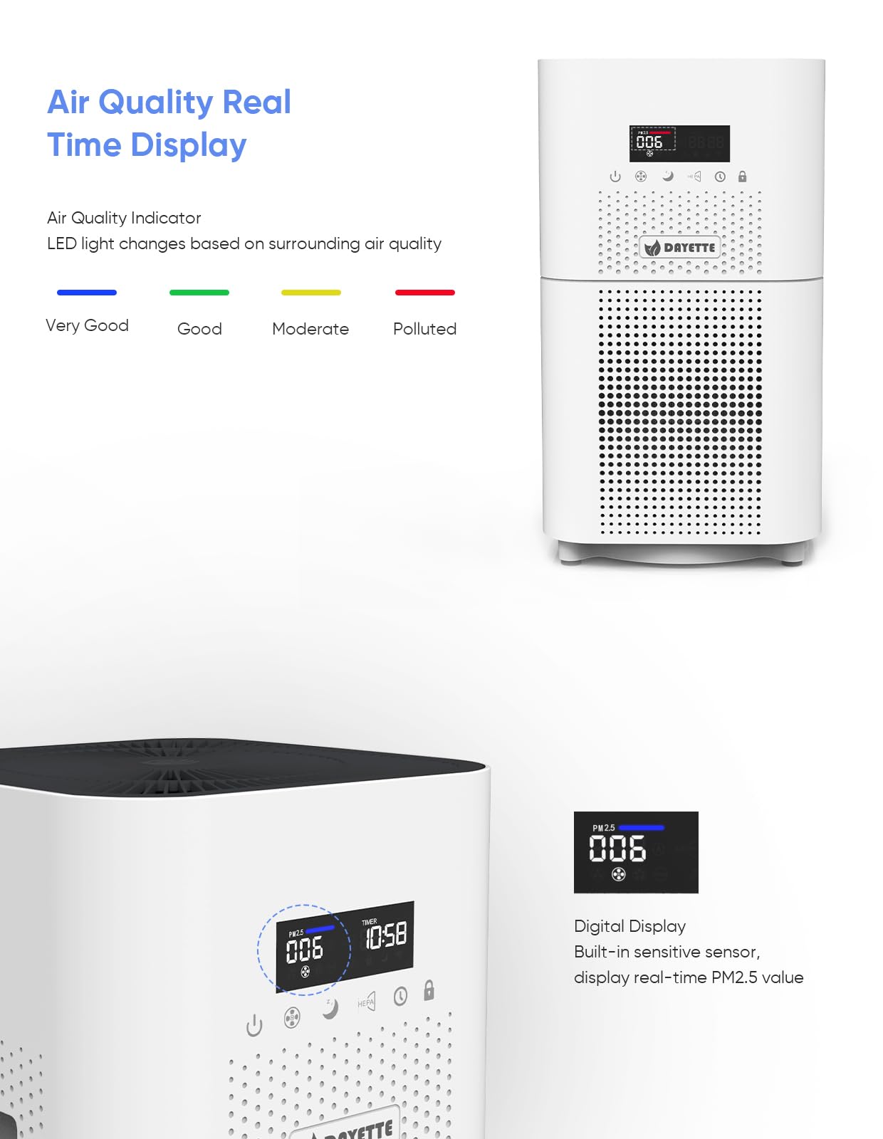 Amazon | Dayette HEPA 空気清浄機 AP401 ペット 犬猫 花粉 アレルギー