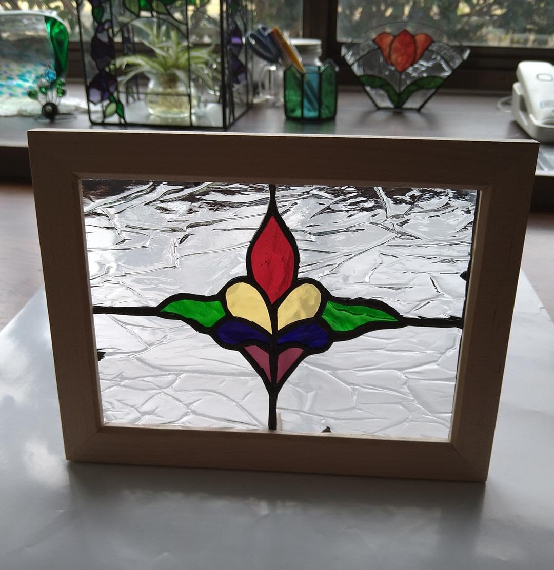 Amazon.co.jp: 207.ステンドグラスパネル アンティーク調2L判 : ホーム