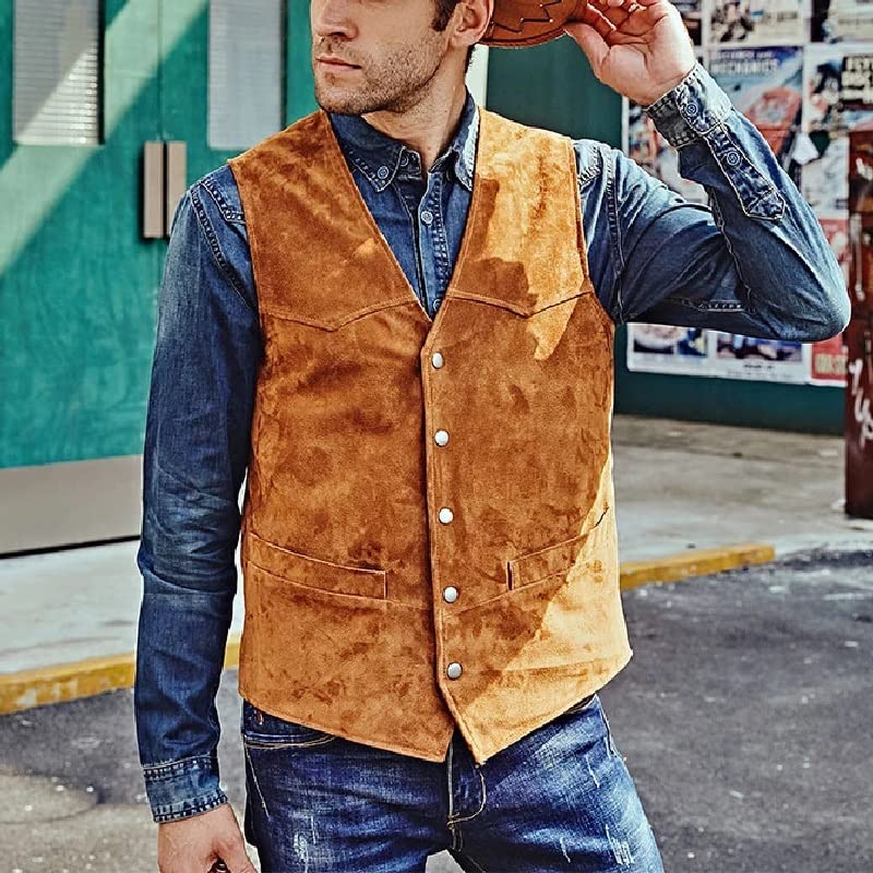 Amazon.co.jp: N/A メンズレザーカウボーイベストリアルレザー