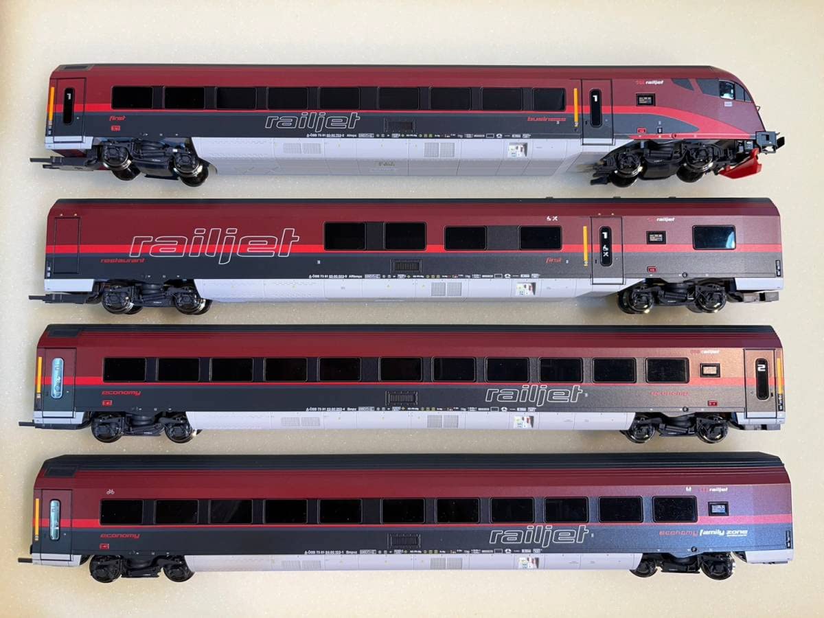 Amazon | ROCO HO 74038 Railjet OBB 4両セット DCC 全室照明付き