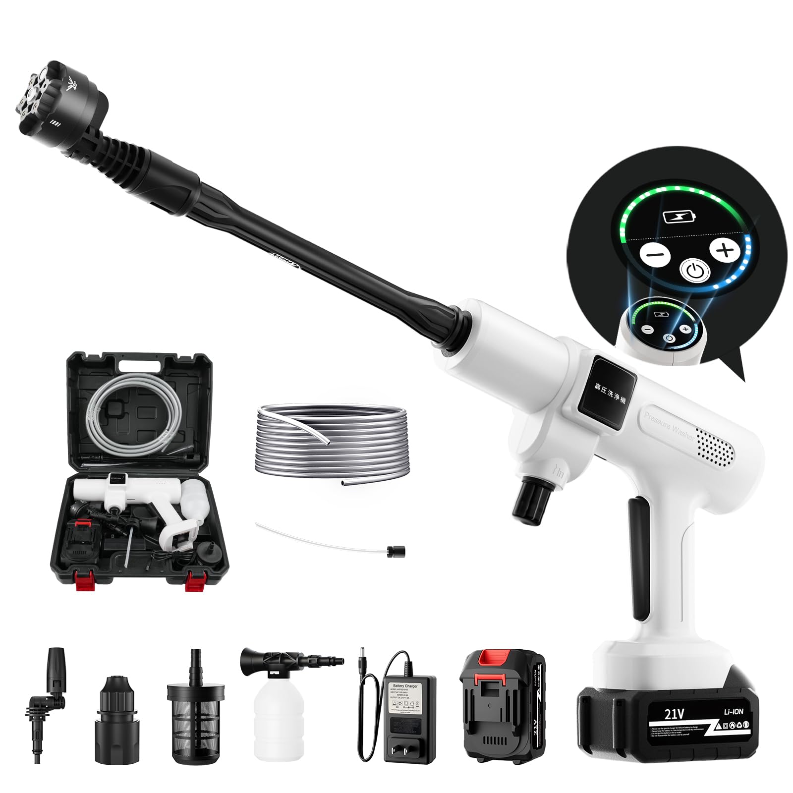 Amazon | 【2024新登場】高圧洗浄機 充電式 20000mAh バッテリー 残量