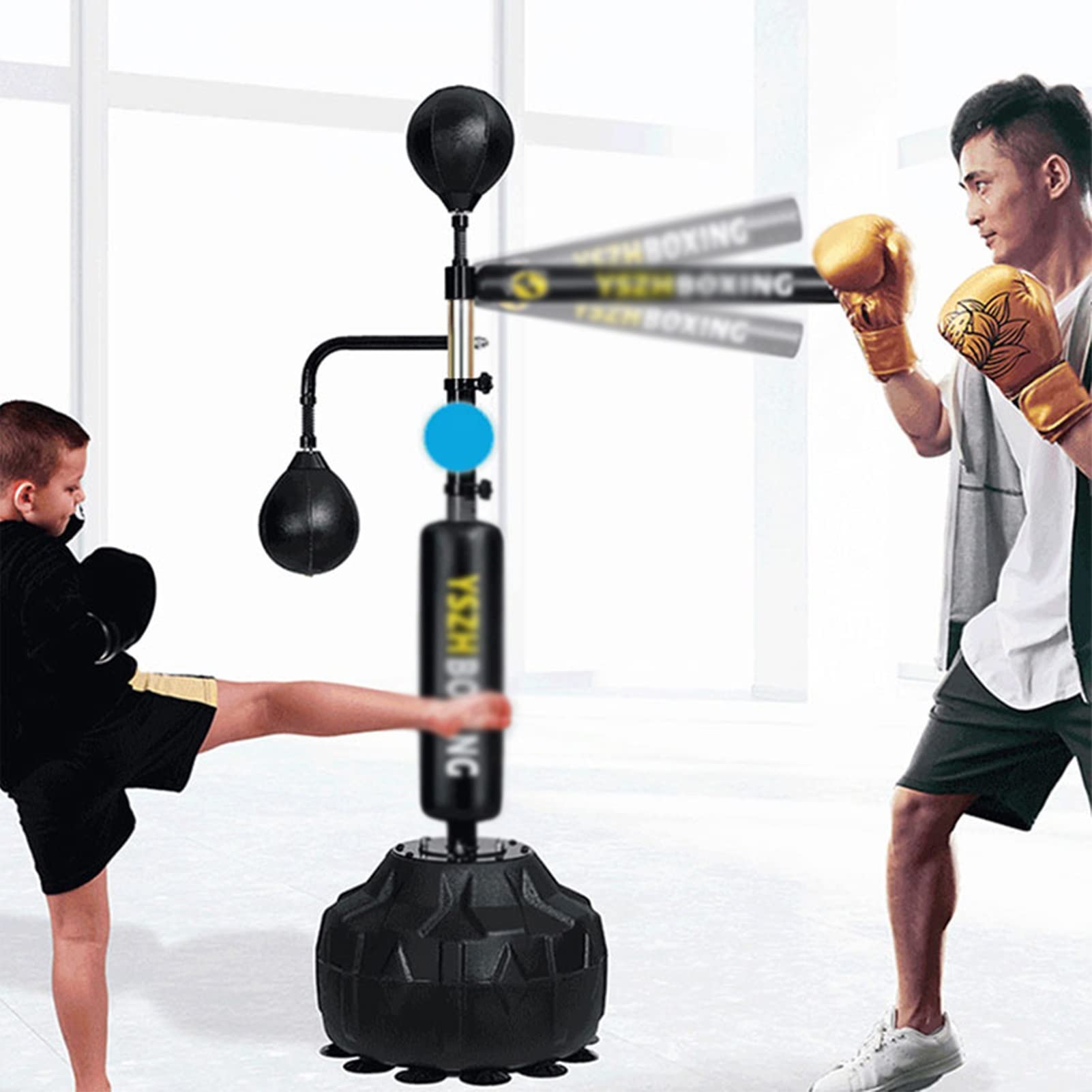 Amazon | ボクシングバッグ自立型パンチバッグ、360°回転バー、重い