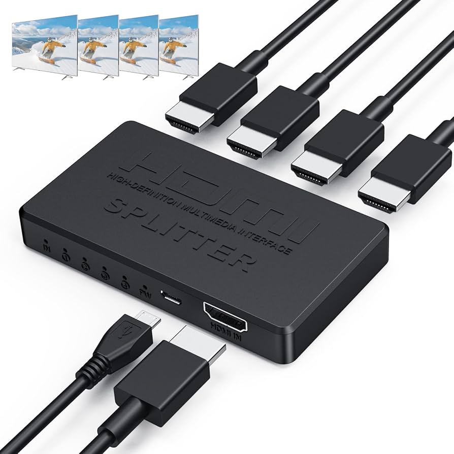 Amazon | HDMI スプリッター 1入力4出力 4K HDMI 分配器 4画面同時出力