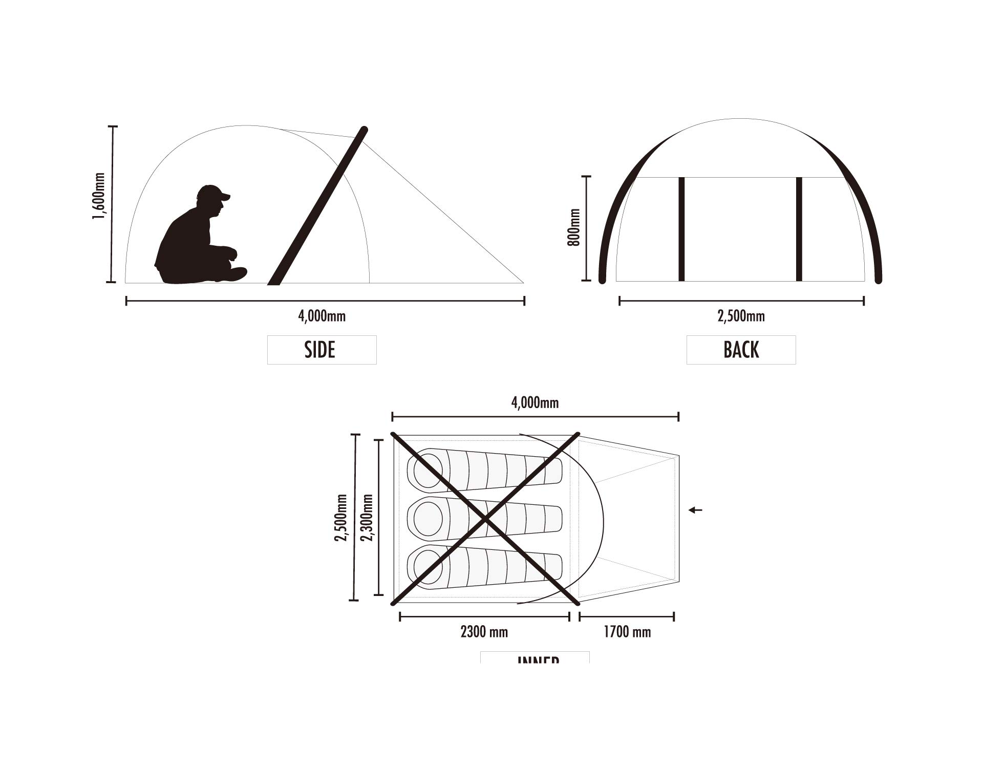 Amazon | ANDAIR DAND-03 Xframe 3人用テント（Xフレーム