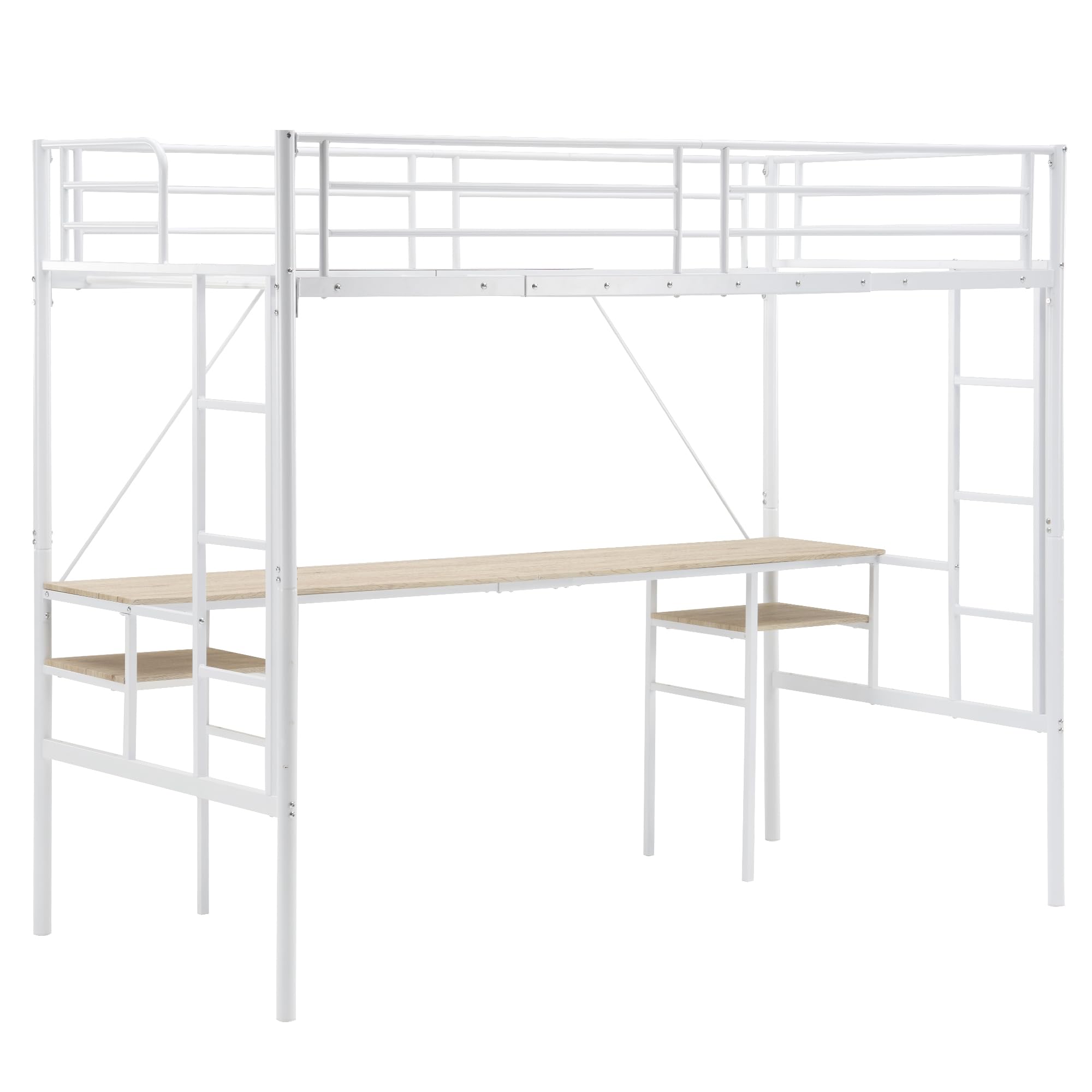 Amazon｜ロフトベッド システムベット シングル デスク付き ラック棚