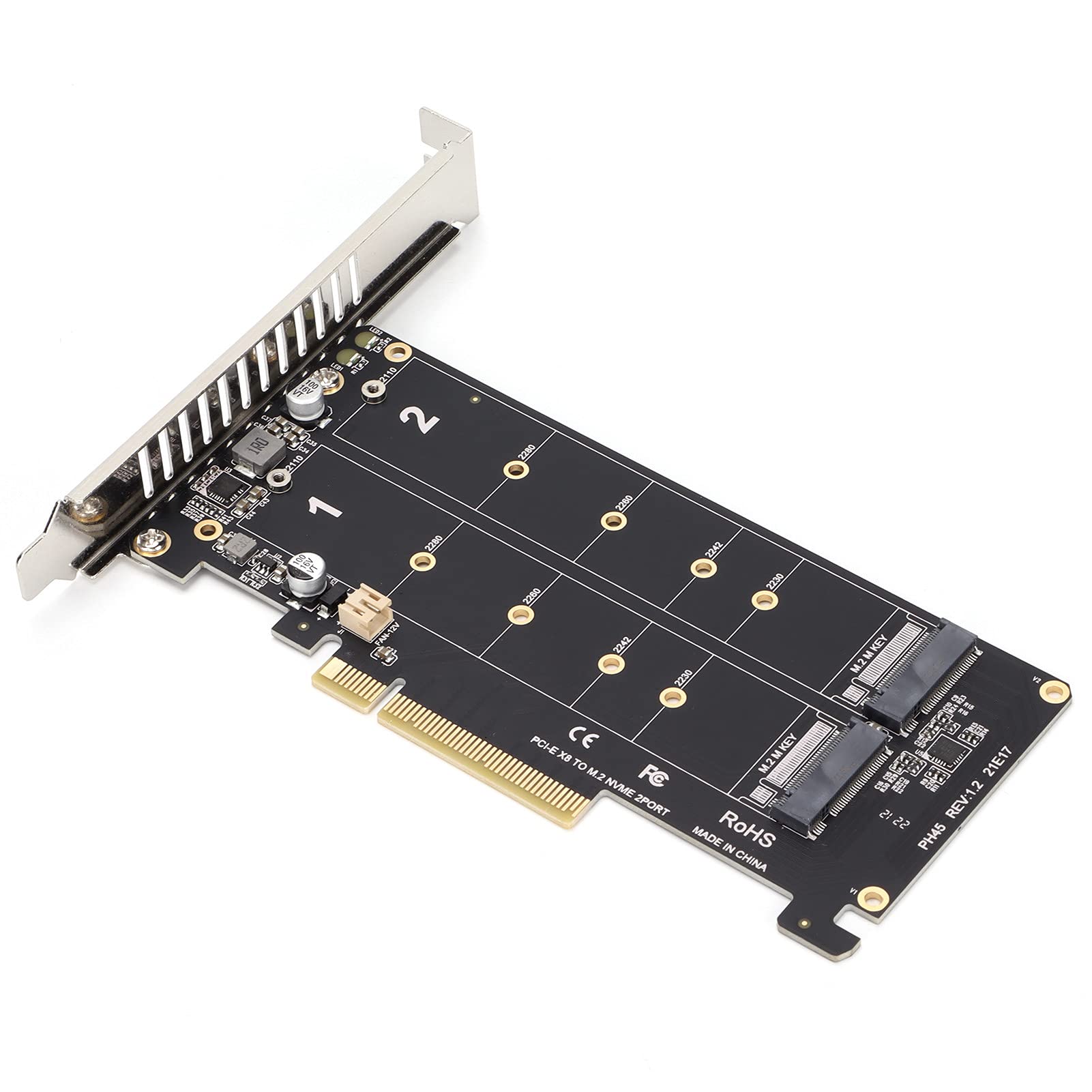 M.2 NVME SSD M Key to PCIE X8 Adapter Card, PCIE to NVME Dual