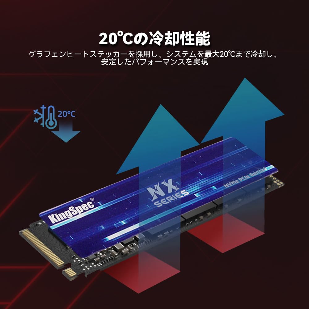 Amazon | KingSpec NX SSD 512GB M.2 NVMe 2280 PCIe Gen 3.0 x 4 最大