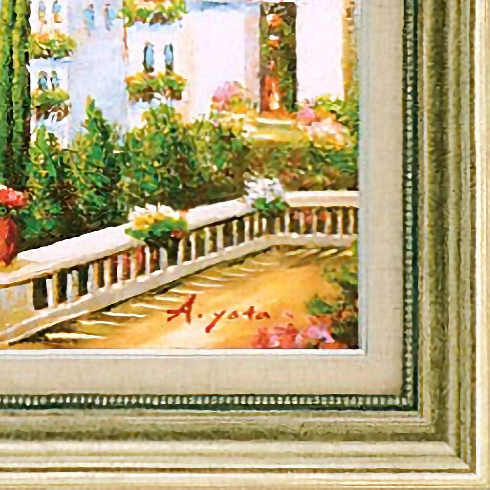 Amazon.co.jp: 矢田晃 青い海のテラス F6号 受注制作 油彩画 油絵 風景