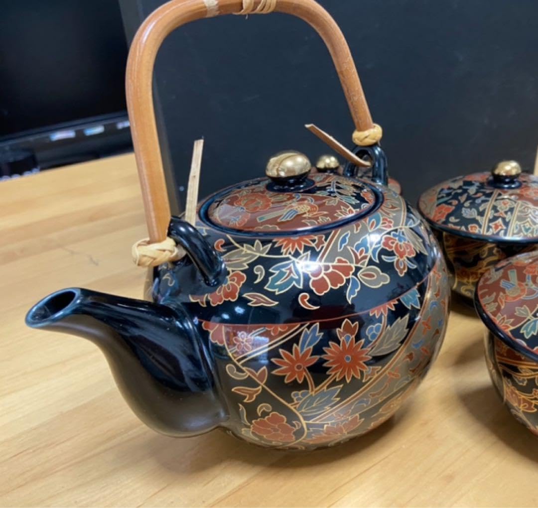 Amazon.co.jp: 青藍窯 セラミック藍 正倉院 瑞鳥 汲出茶器 6点セット