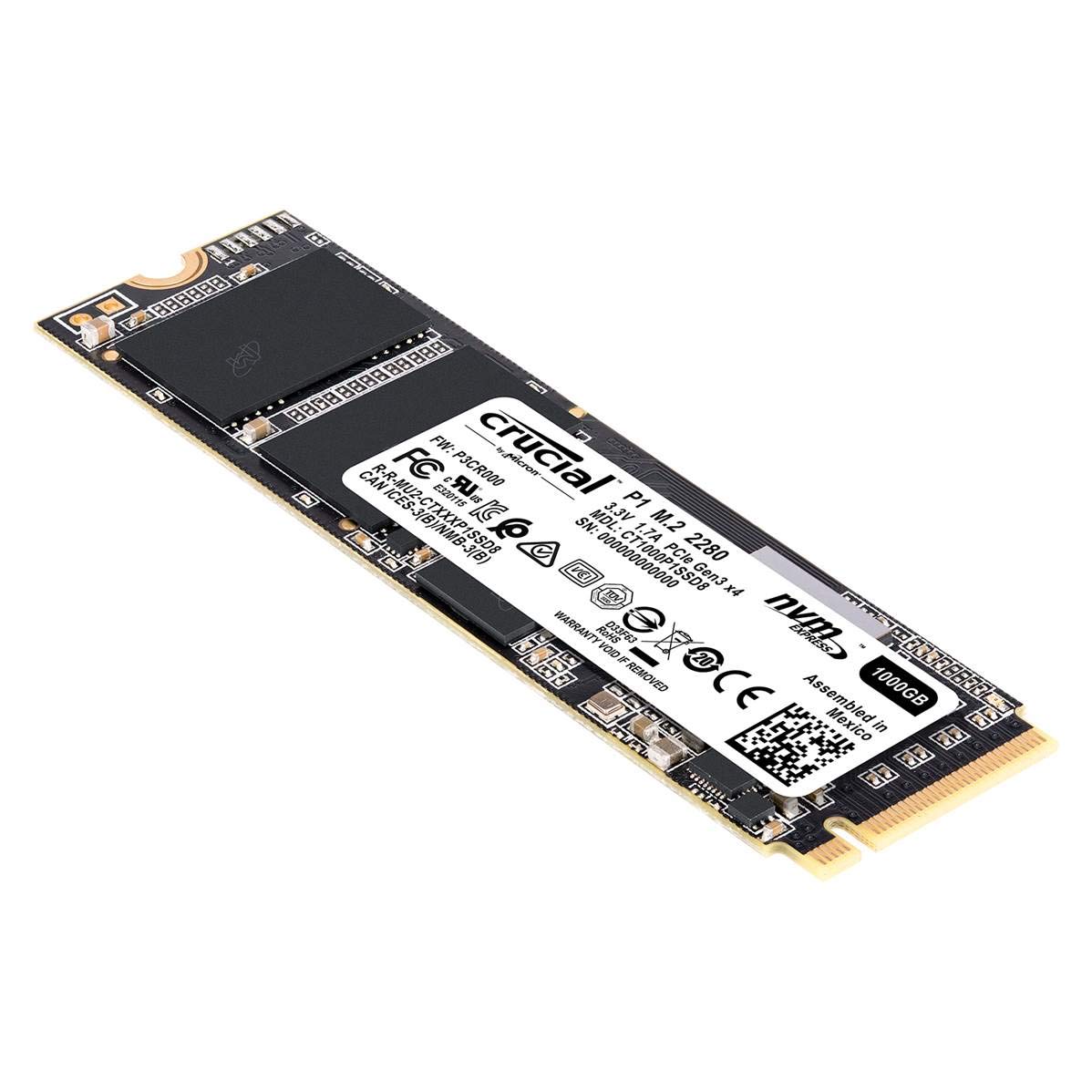 SSD 1TB Crucial P1 3D NAND M.2 PCIe Gen 3.0 x4 NVMe 1.3 - Modelo