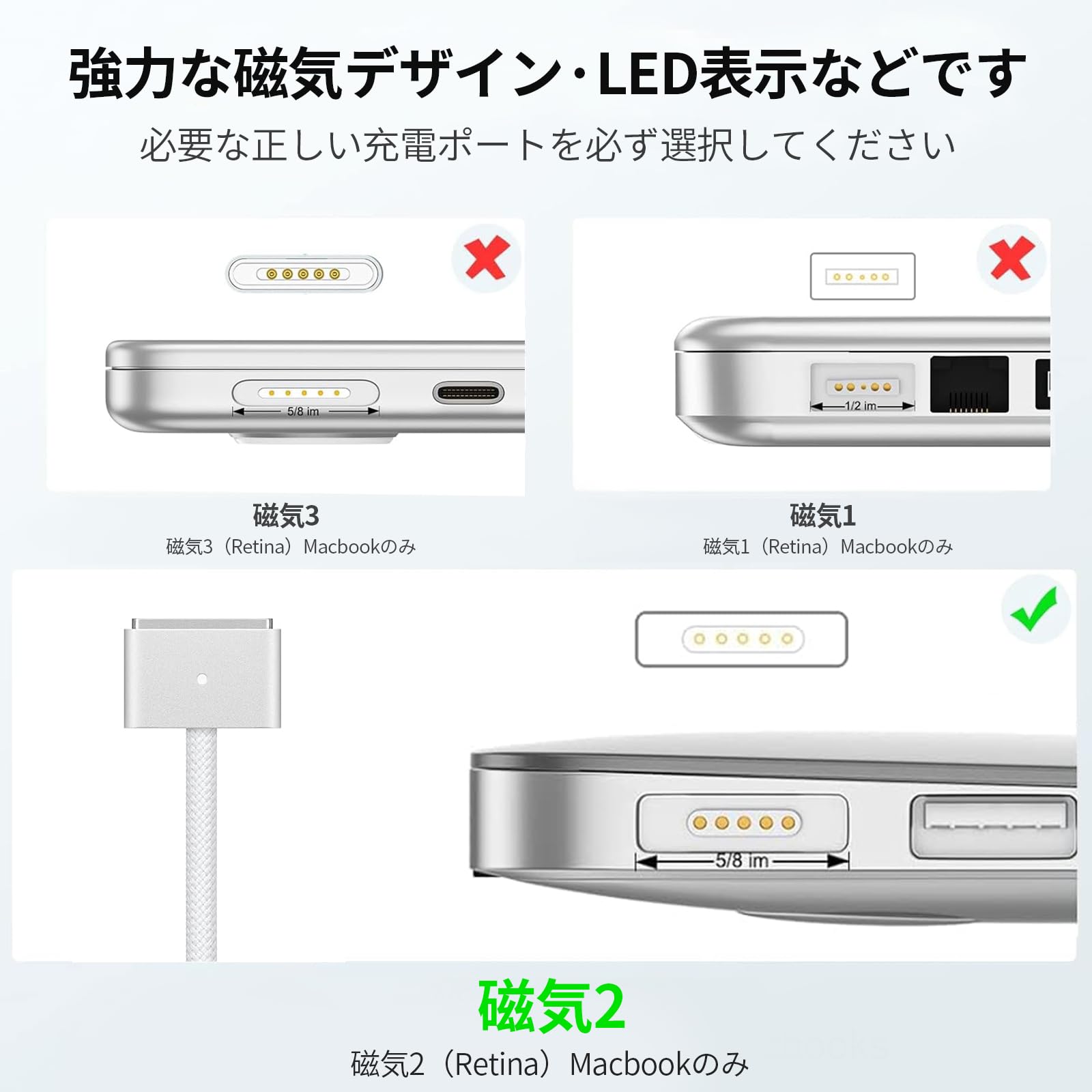 Amazon.co.jp: Macbook Air 用 充電器 45W Mag 2 T 型 互換 電源