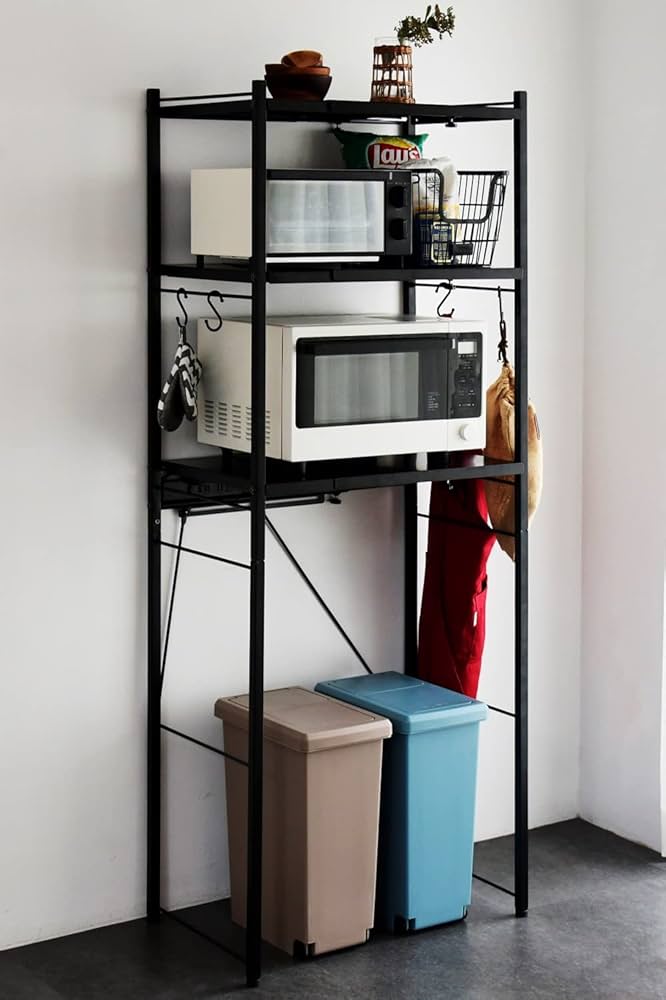 Amazon｜山善(YAMAZEN) レンジラック ゴミ箱上ラック (2口コンセント