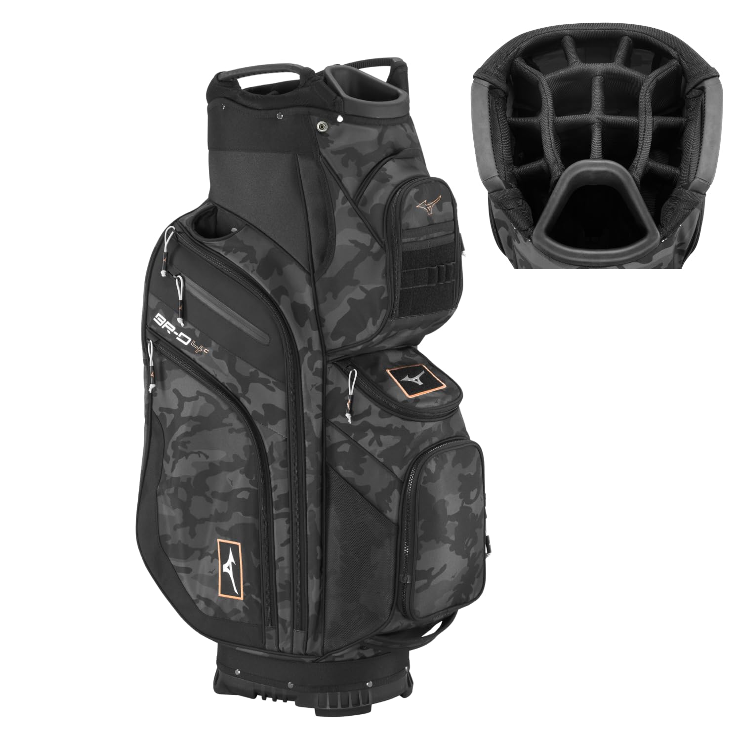 Mizuno BR-D4C Cart Golf Bag | 9 1/2 Inches | Black Camo-Copper