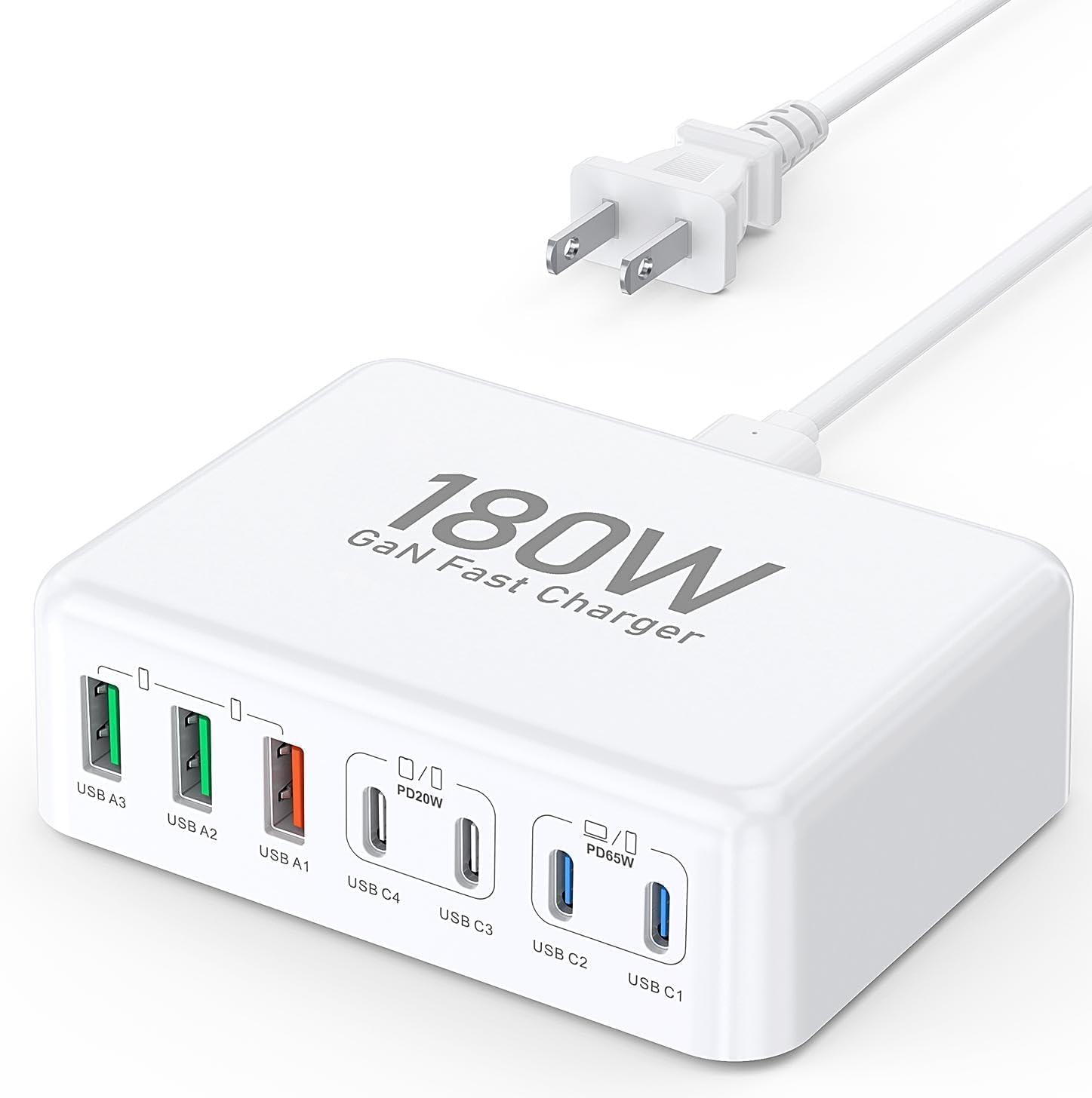 Amazon | 180W iPhone 急速充電器 7ポート MacBook MAC充電器 超軽量