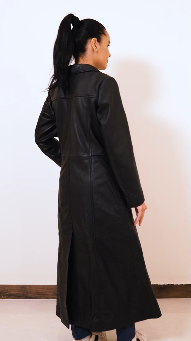 Isaac & David Chicago Long body Leather Coat for Women - Lambskin