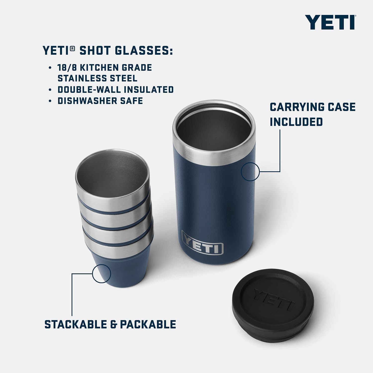 Amazon.com: YETI Shot Glasses with Carrying Case, Set of 4, Blue