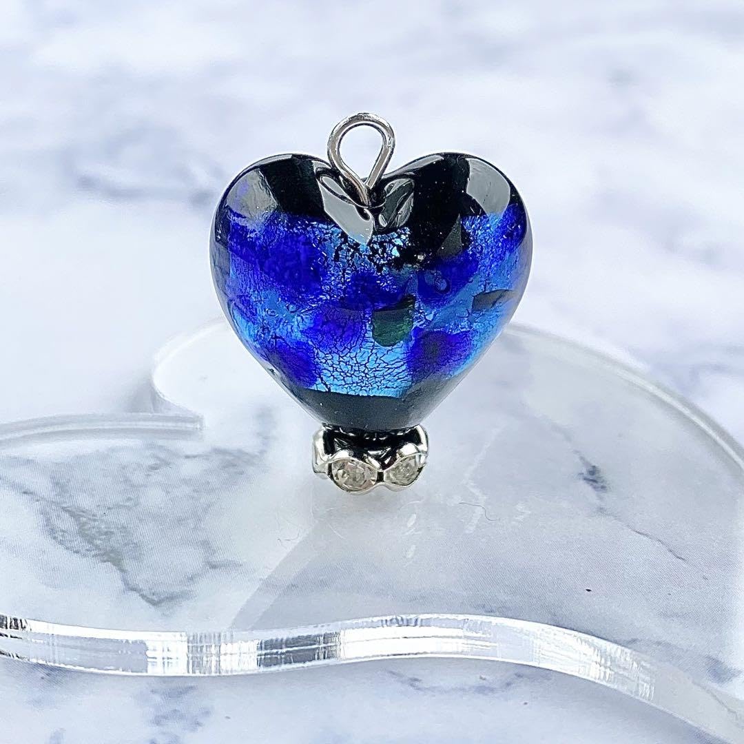 Amazon.co.jp: ネックレス ホタルガラス ブルー ハート 20mm 青 蛍