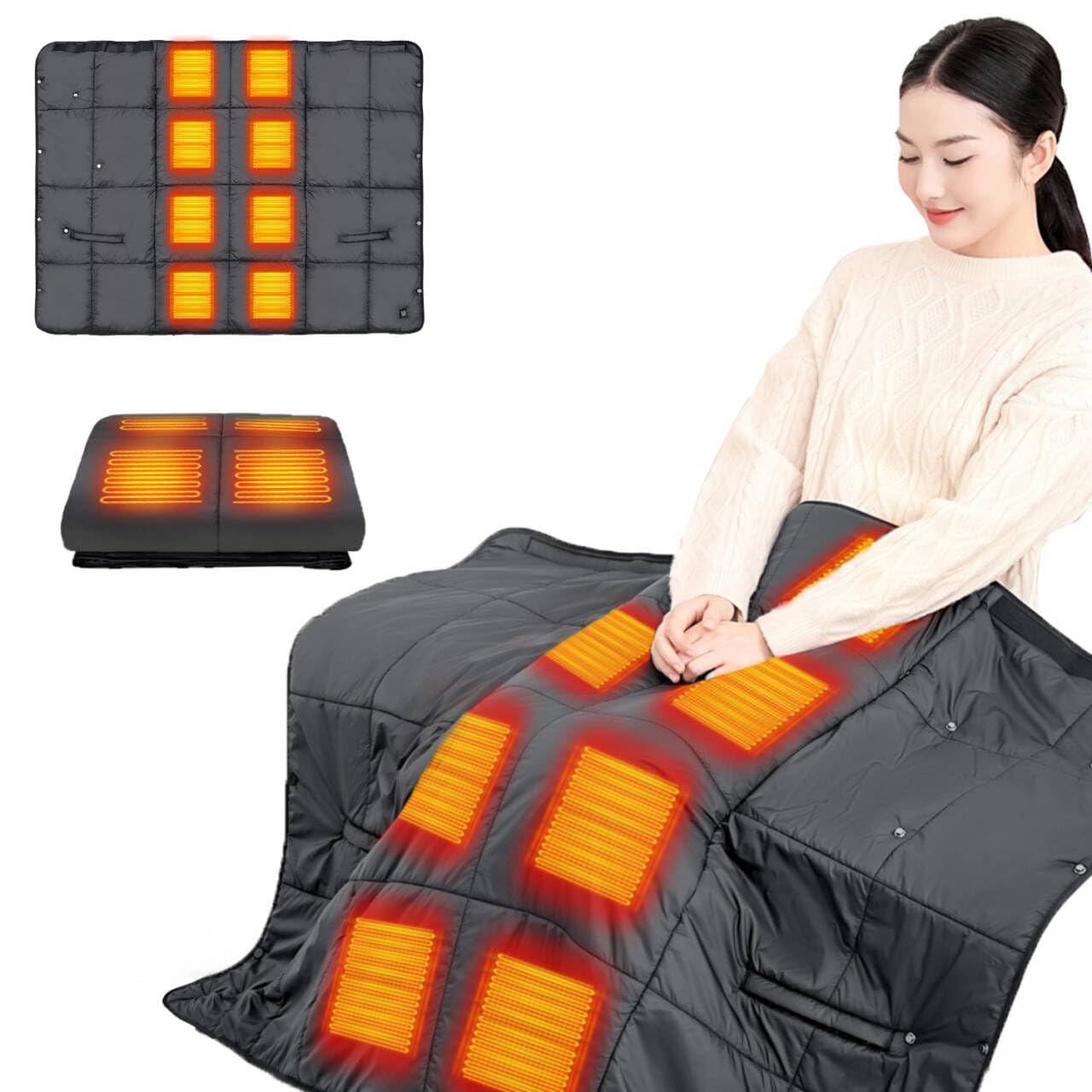 Amazon.co.jp : 電気毛布 掛け敷き兼用 【15秒速暖・6Way1式