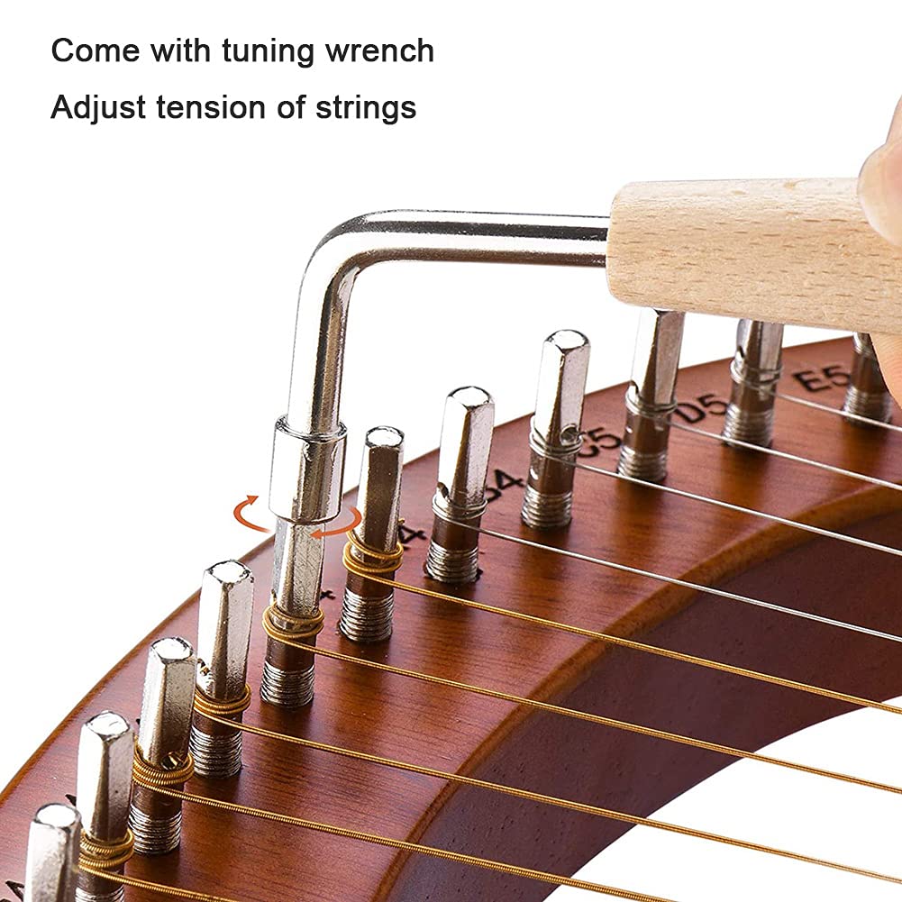 Amazon | 木製 ライアー ハープ 24弦 竪琴、マホガニーウッド 弦楽器