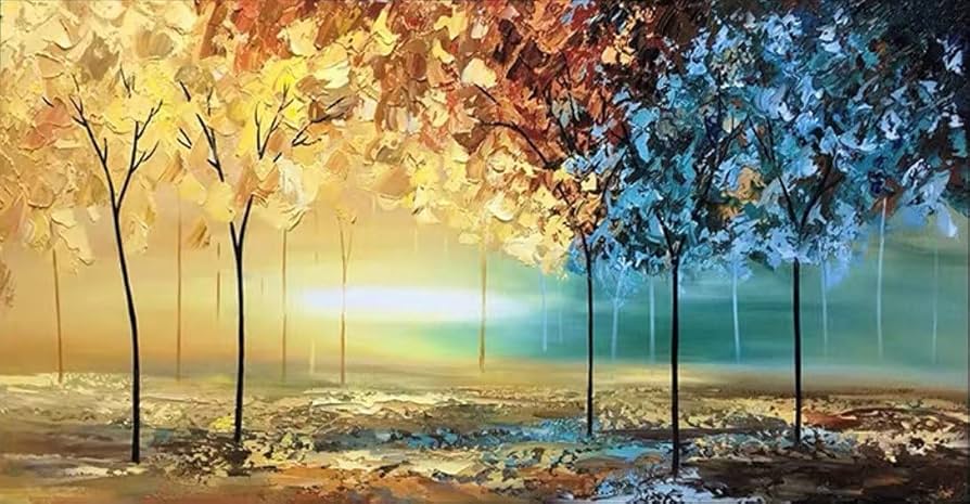 Amazon｜油絵・絵画、フレーム付きキャンバスの油彩画、手描きのモダン