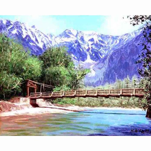 Amazon.co.jp: 11233 大山功 油絵額F6 「上高地」 : ホーム＆キッチン