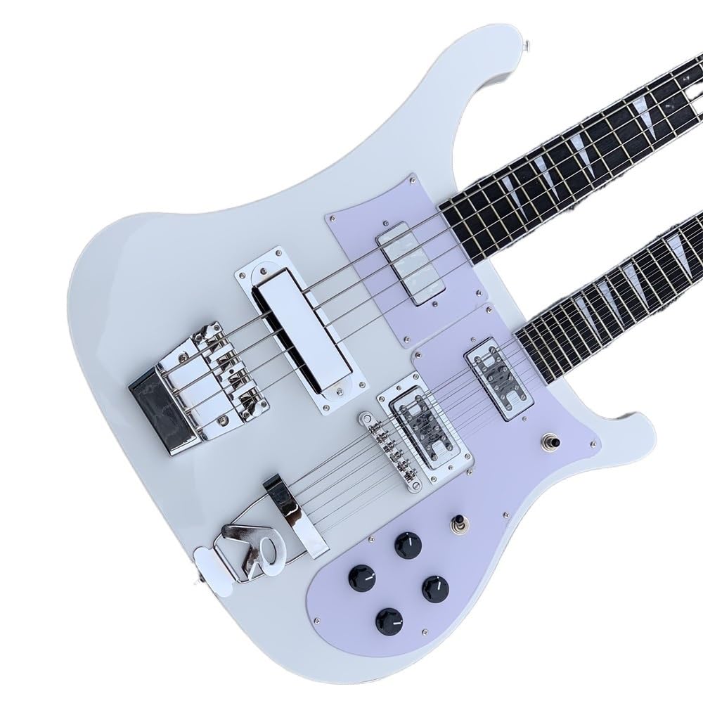 Amazon | カスタム ダブルネック 12+4 弦ホワイトボディエレキギターと