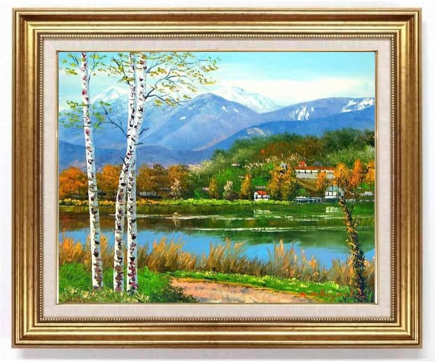 Amazon.co.jp: 小林幸三 八ヶ岳と松原湖 F10号 ゴールド 受注制作 油彩