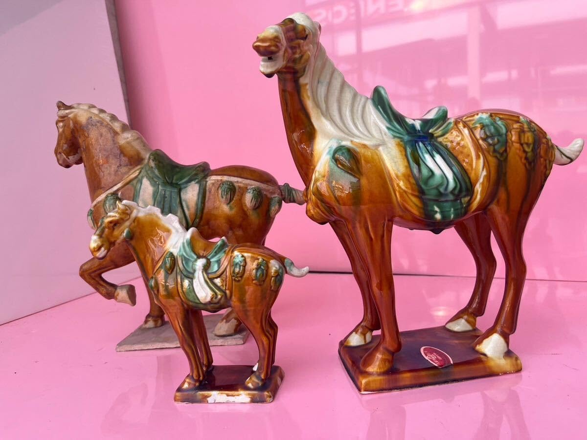 旧家うぶだし 中国清時代 銅製 戦馬の置き物※激安骨董品 N1123C11-3