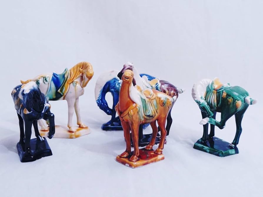 唐三彩 陶器の馬 5体セット 唐三彩 陶器の馬 5体セット 唐三彩馬