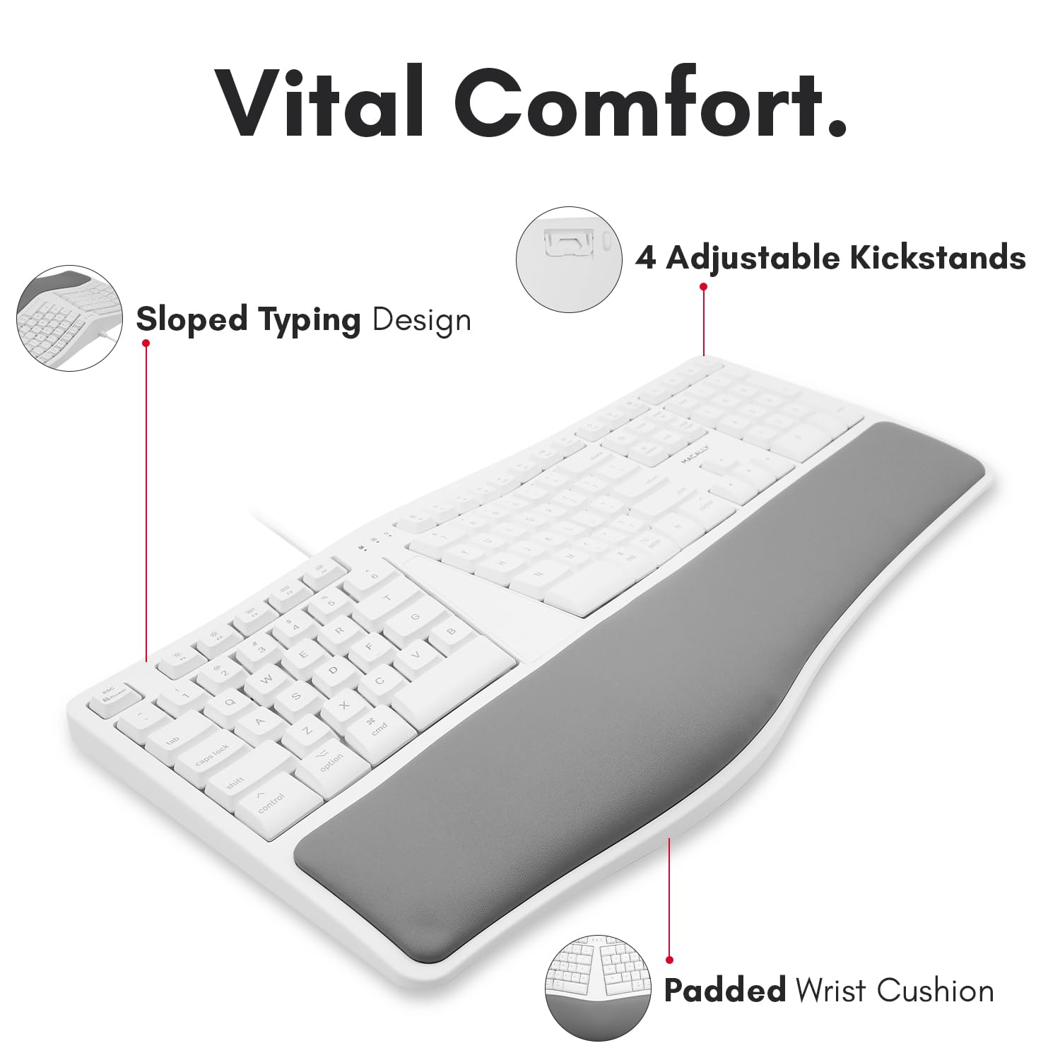 Amazon | Macally 有線人間工学スプリットキーボード - Mac対応