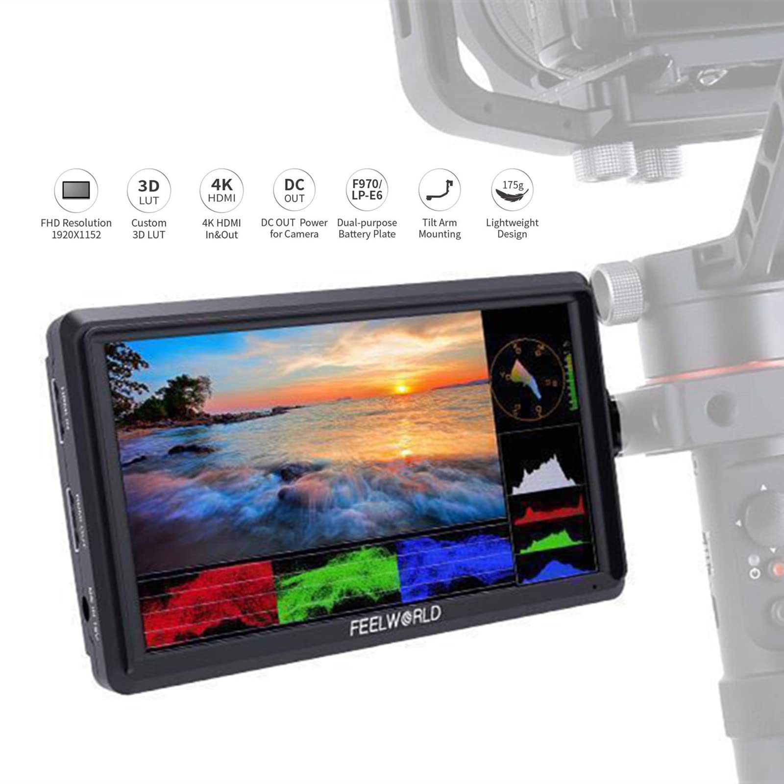 Amazon.co.jp: Feelworld FW568 カメラ用モニター 5.5インチIPS 超薄型